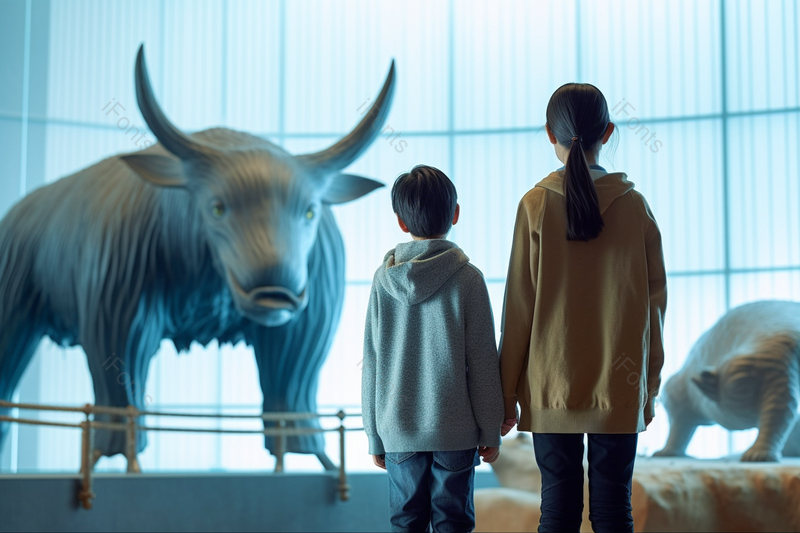 妈妈孩子在恐龙博物馆看展背景,高清,摄影图,摄影图片,图片大全,摄影图免费下载